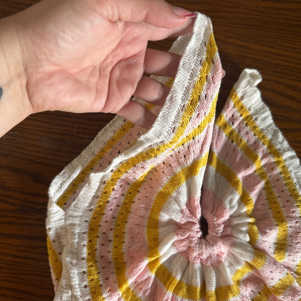 Unbranded Women’s Whimsical Festival White Pink and Yellow Crochet Top Size M - Picture 2 of 5